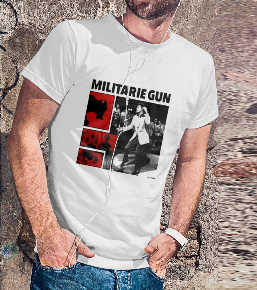 MILITARIE GUN Red Black Collage Performance T-Shirt