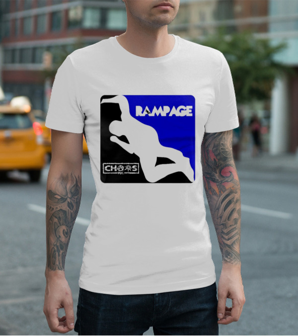 Rampage Chaos Inc Silhouette Blue Background T-Shirt