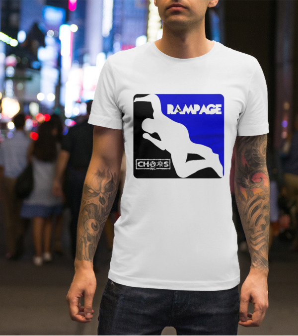 Rampage Chaos Inc Silhouette Blue Background T-Shirt
