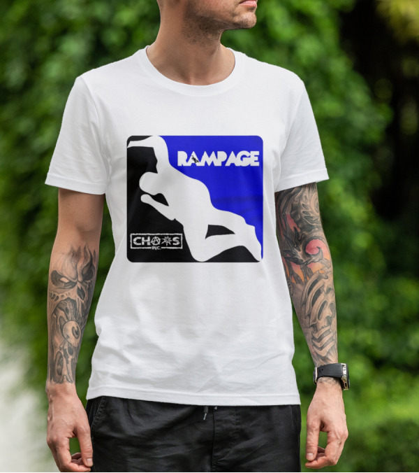 Rampage Chaos Inc Silhouette Blue Background T-Shirt