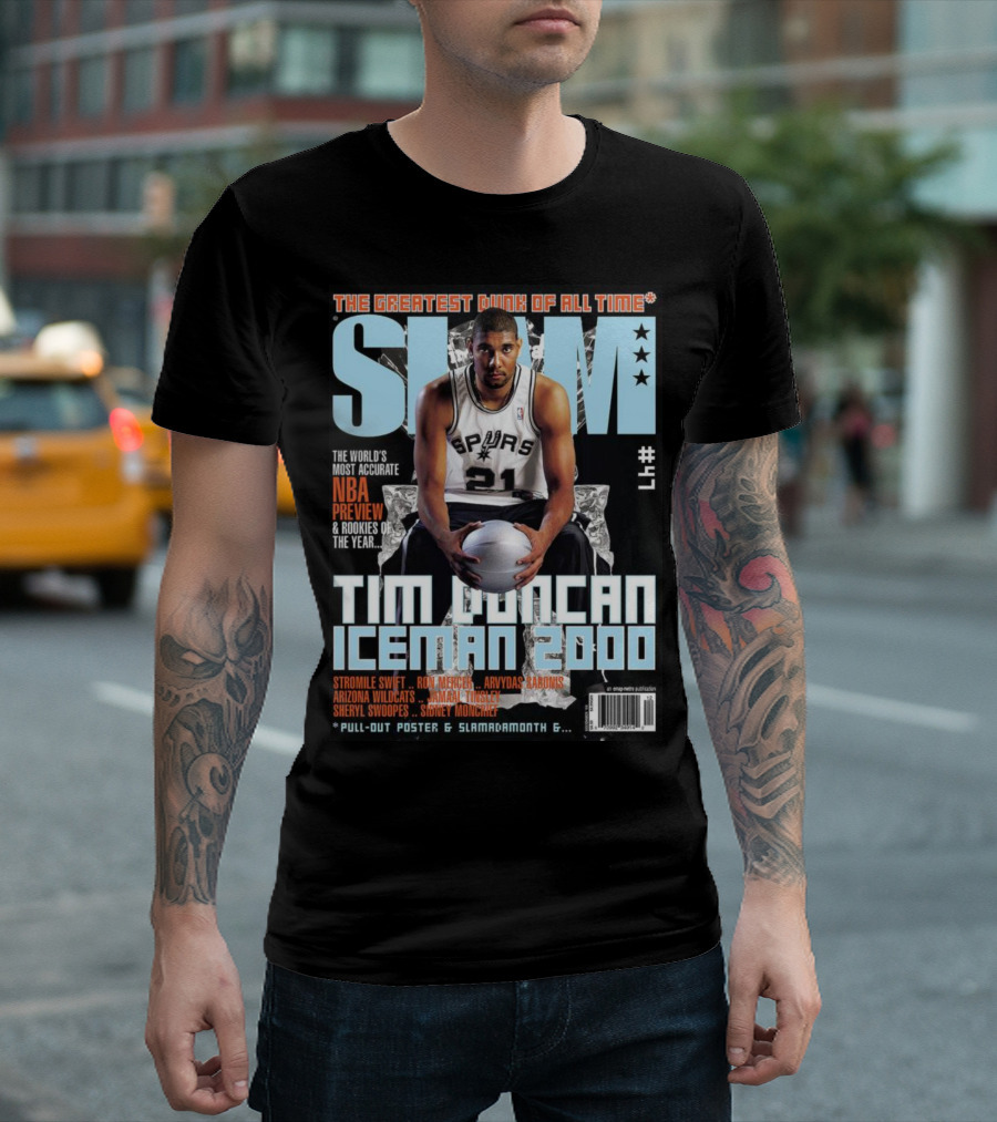 Slam Tim Duncan Iceman 2000 Spurs NBA Preview Rookie Stromile Swift Ron Mercer Arvydas Sabonis T-Shirt