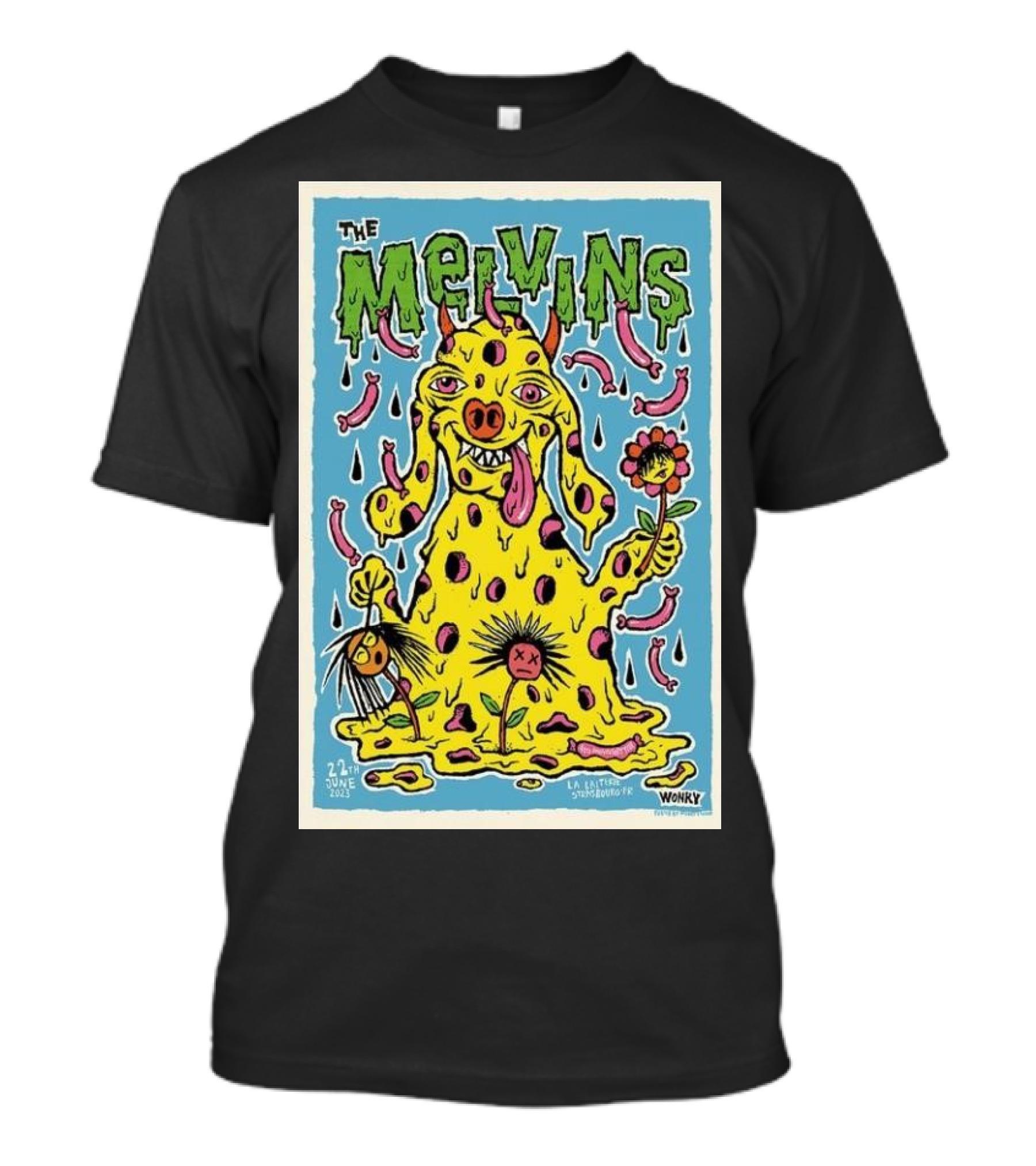 The Melvins Strasbourg La Laiterie June 22 Wonky Monster両端 T-Shirt