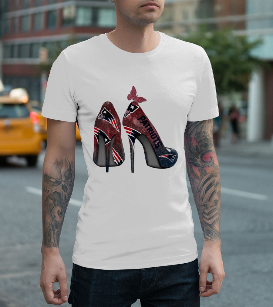 New England Patriots Glitter High Heel Butterfly T-Shirt