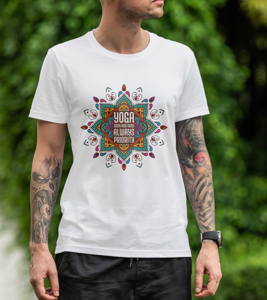 Mandala Yoga Happiness Within Always A Priority T-Shirt