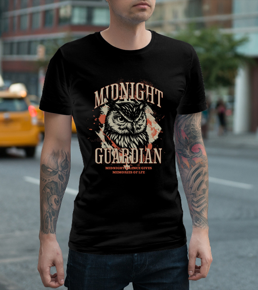 Midnight Guardian Owl with Midnight Silence Gives Memories of Life T-Shirt