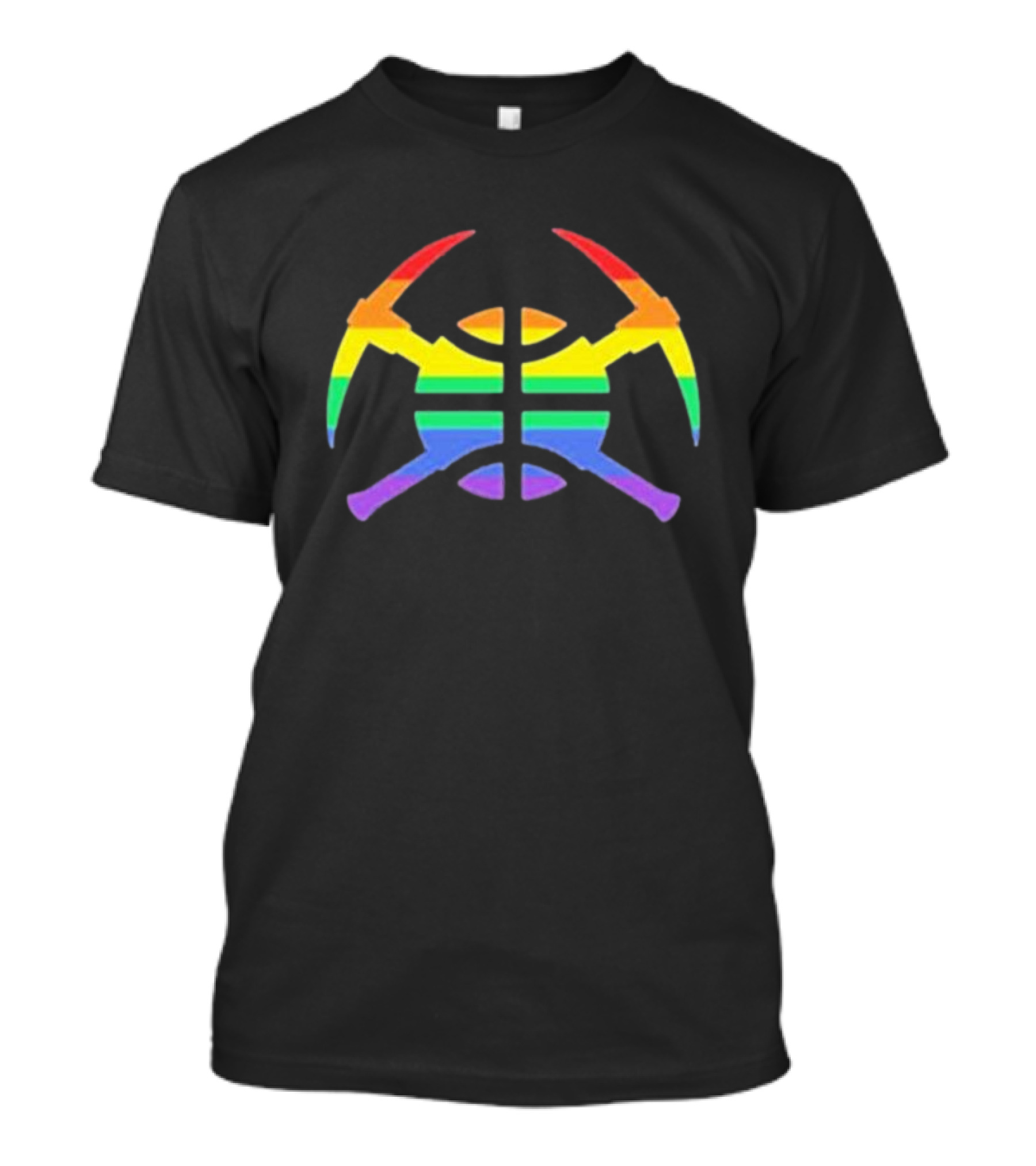 Nuggets Pride Pickaxes Rainbow Basketball T-Shirt