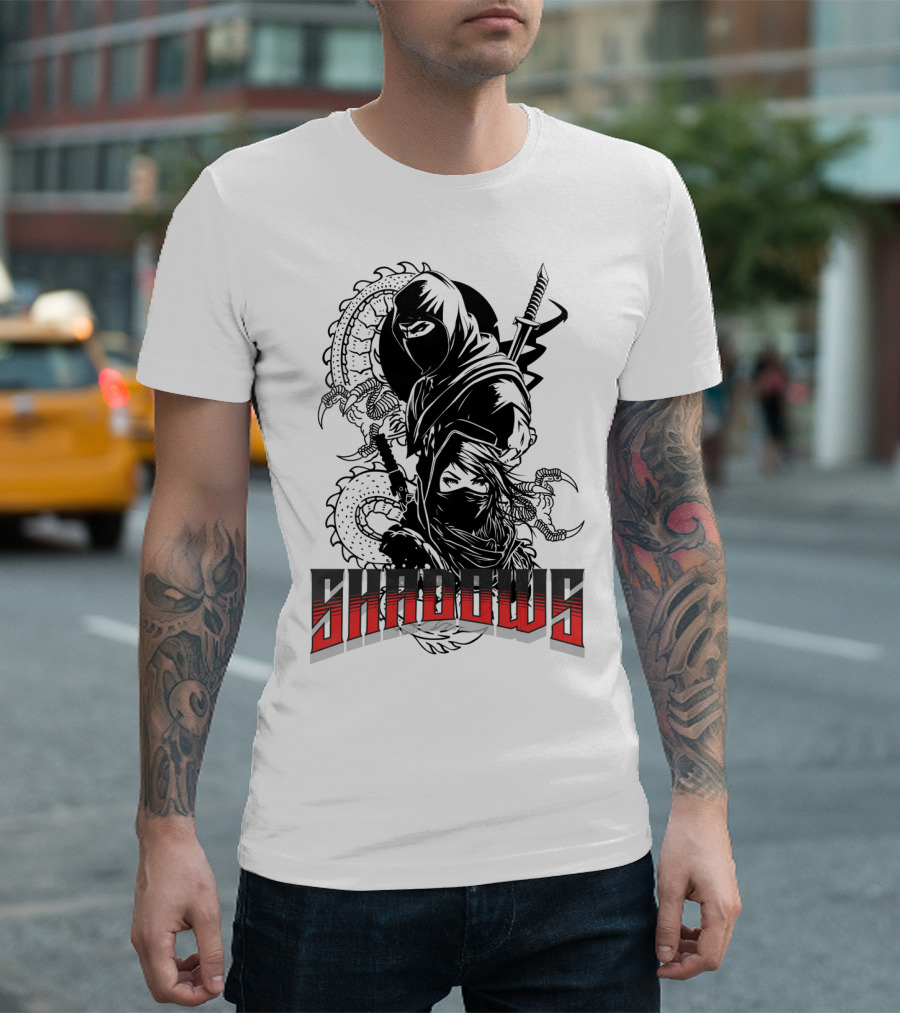 Shadows Ninja Warriors with Swords and Serpents T-Shirt