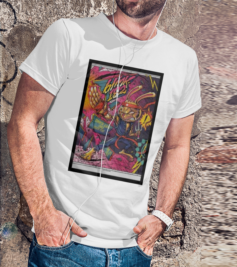 Blink-182 World Tour Edmonton Ninja Rabbit Comic Style Explosion T-Shirt
