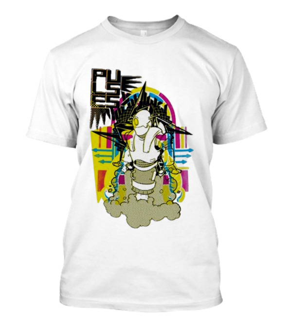 Pulses Futuristic Robot With Colorful Abstract Geometric Background T-Shirt
