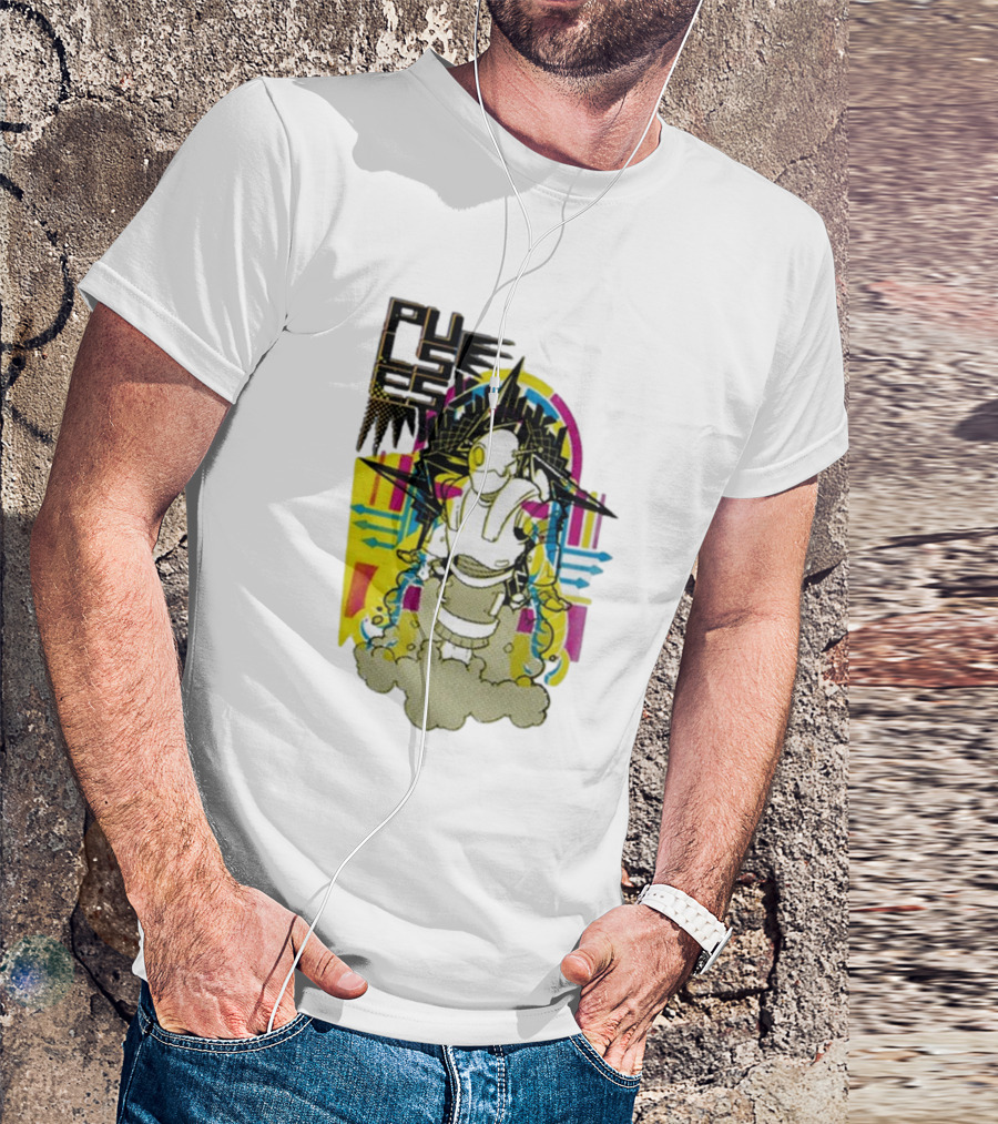 Pulses Futuristic Robot With Colorful Abstract Geometric Background T-Shirt