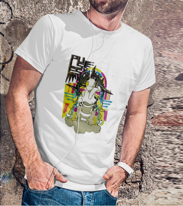 Pulses Futuristic Robot With Colorful Abstract Geometric Background T-Shirt