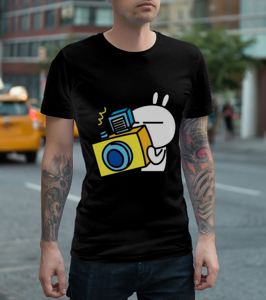 Tuzki Rabbit Camera Cartoon Character Photography T-Shirt