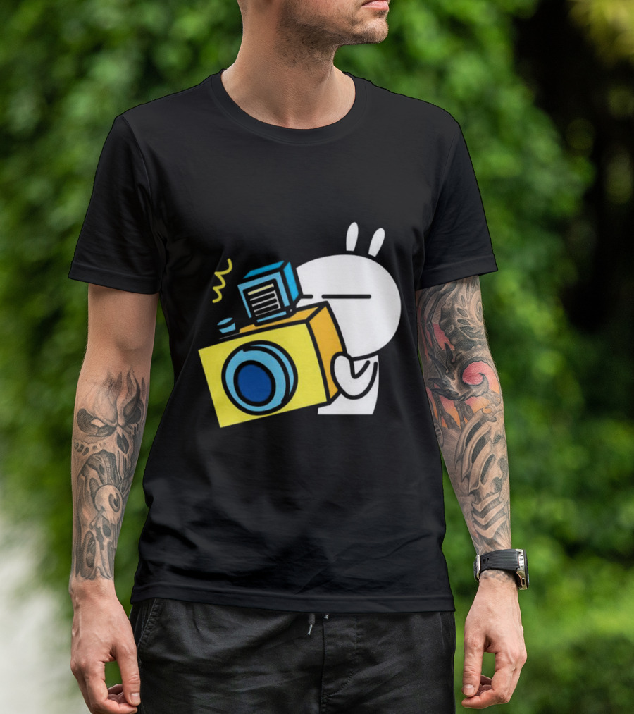 Tuzki Rabbit Camera Cartoon Character Photography T-Shirt