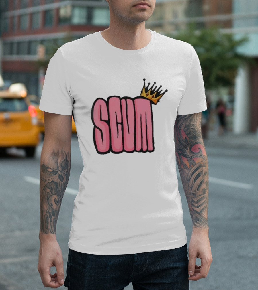SCUM Pink Text with Gold Crown T-Shirt