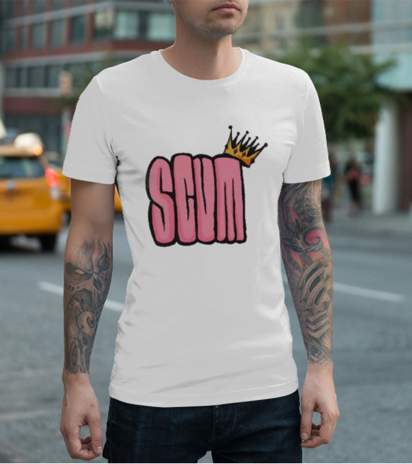 SCUM Pink Text With Gold Crown T-Shirt