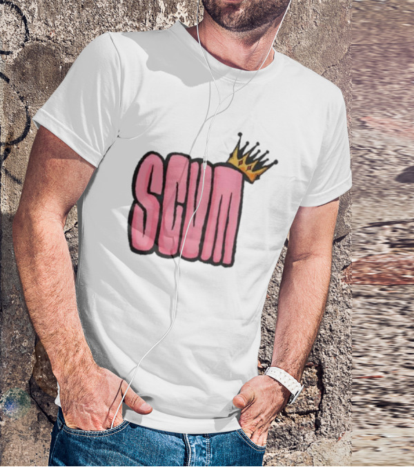 SCUM Pink Text With Gold Crown T-Shirt