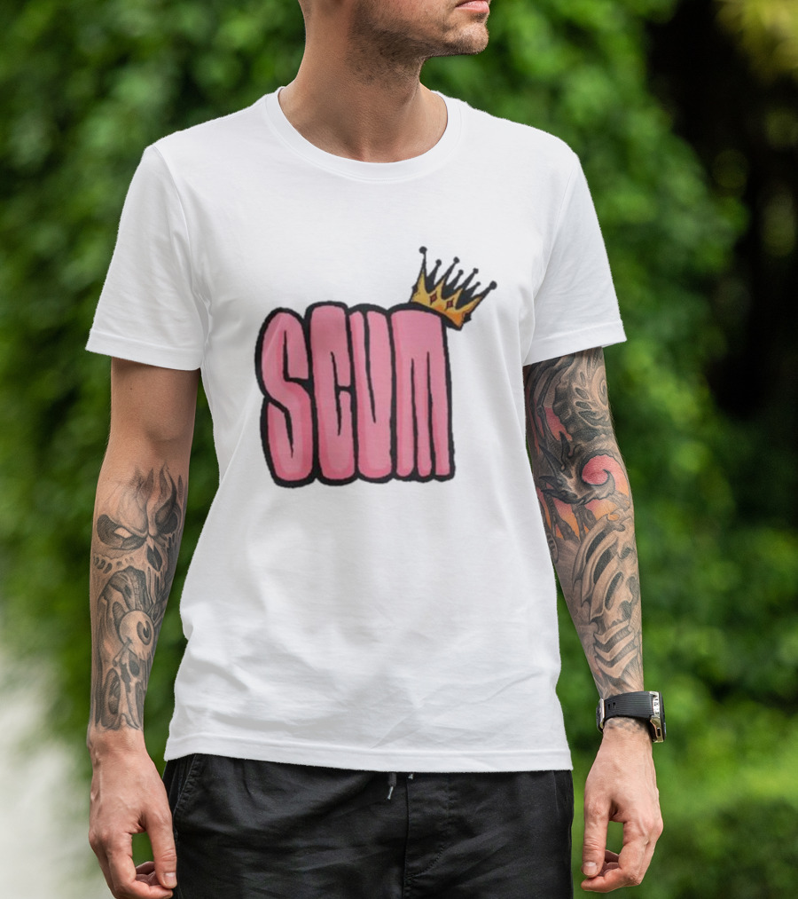 SCUM Pink Text With Gold Crown T-Shirt