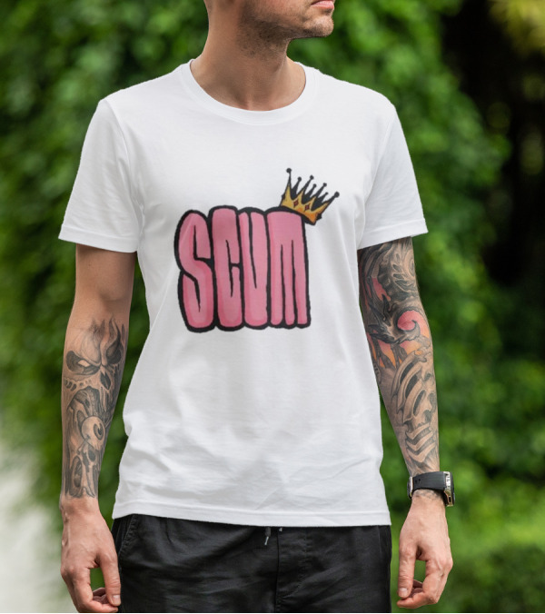 SCUM Pink Text With Gold Crown T-Shirt