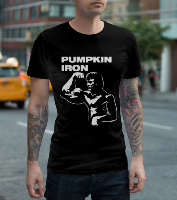 Pumpkin Iron Bodybuilder Flexing Muscles T-Shirt
