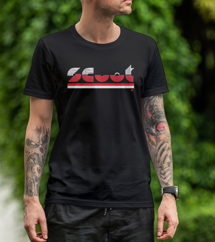 Scoot Portland 1977 Trail Blazers Retro Stripe T-Shirt