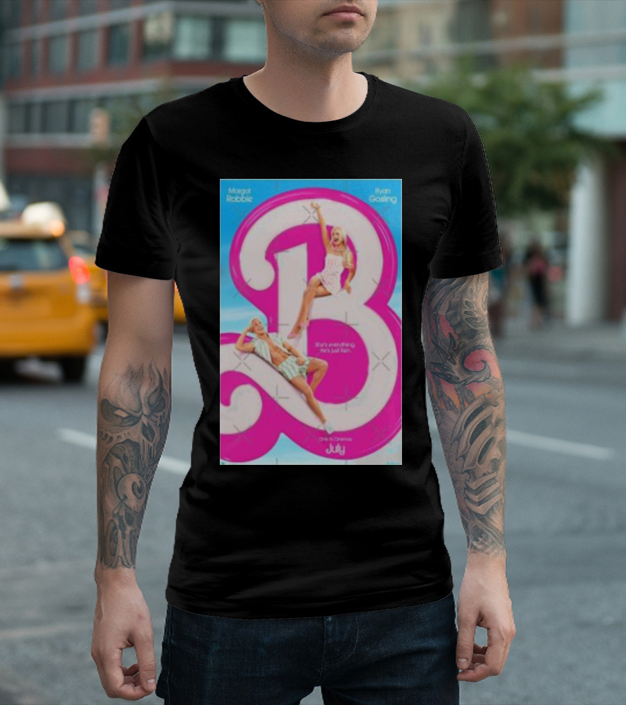 Margot Robbie Ryan Gosling Barbie Movie She's Everything He's Just Ken July T-Shirt