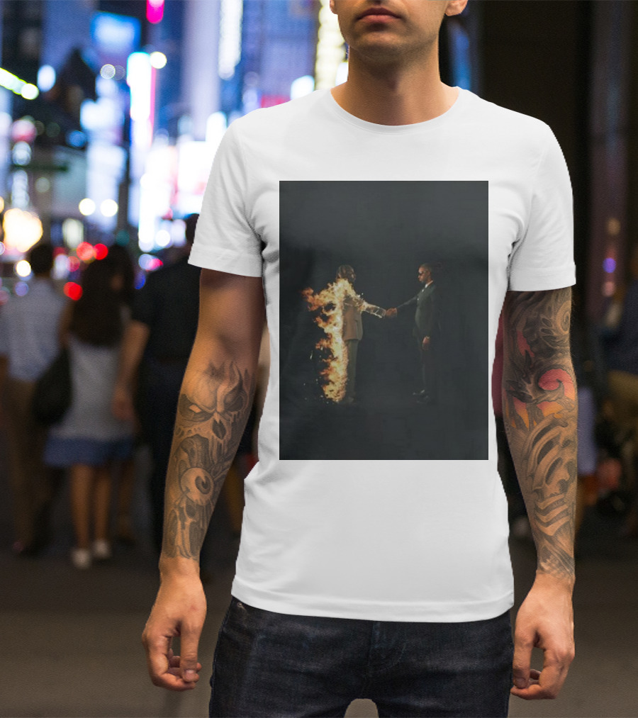 Metro Boomin Merch NY Cover Flaming Handshake T-Shirt