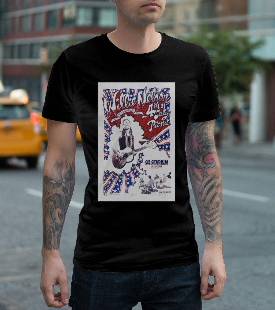 Willie Nelson 50th Anniversary 4th of July Picnic Q2 Stadium Austin T-Shirt