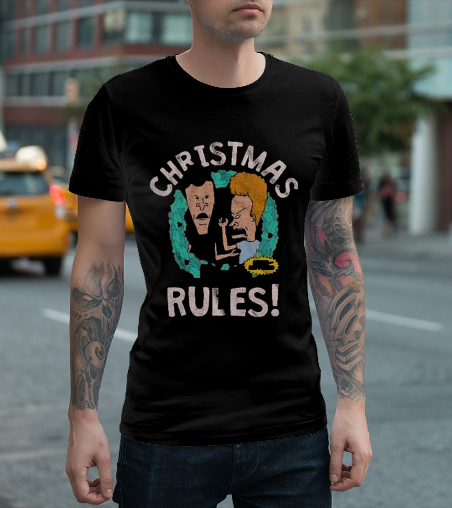 Christmas Rules Beavis And Butt-Head Wreath T-Shirt