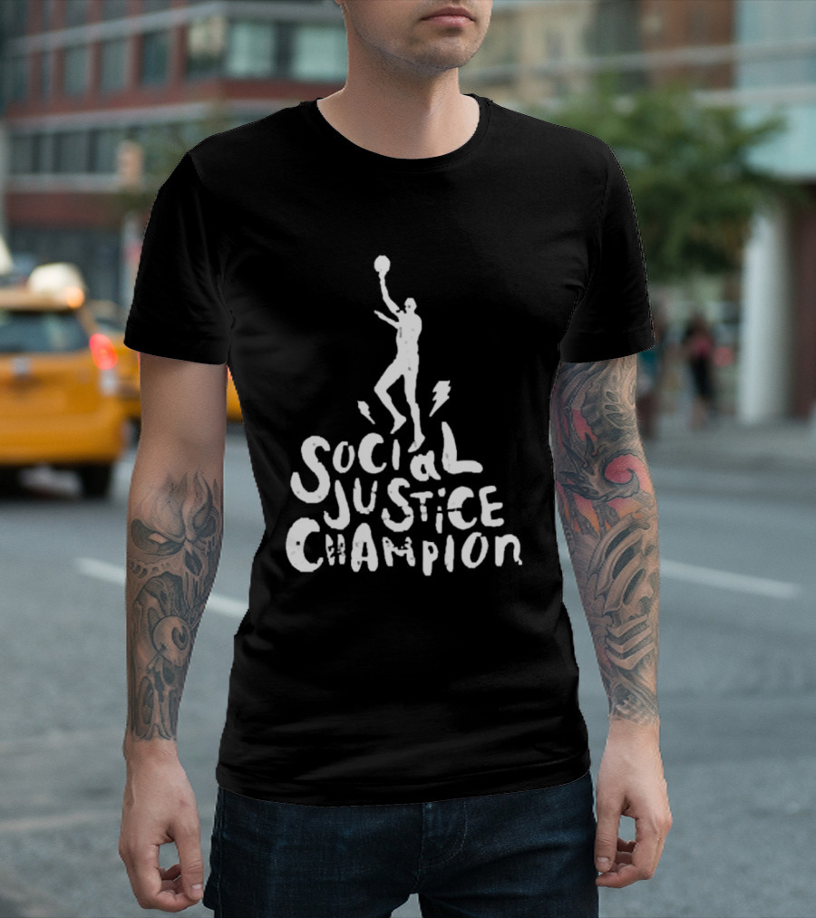 Social Justice Champion Basketball Figure With Lightning Bolt T-Shirt