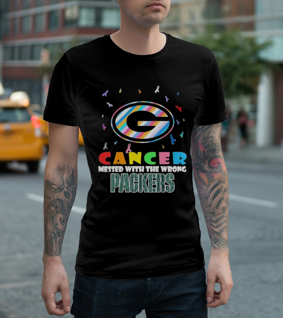 Cancer Messed With The Wrong Packers Colorful Awareness T-Shirt