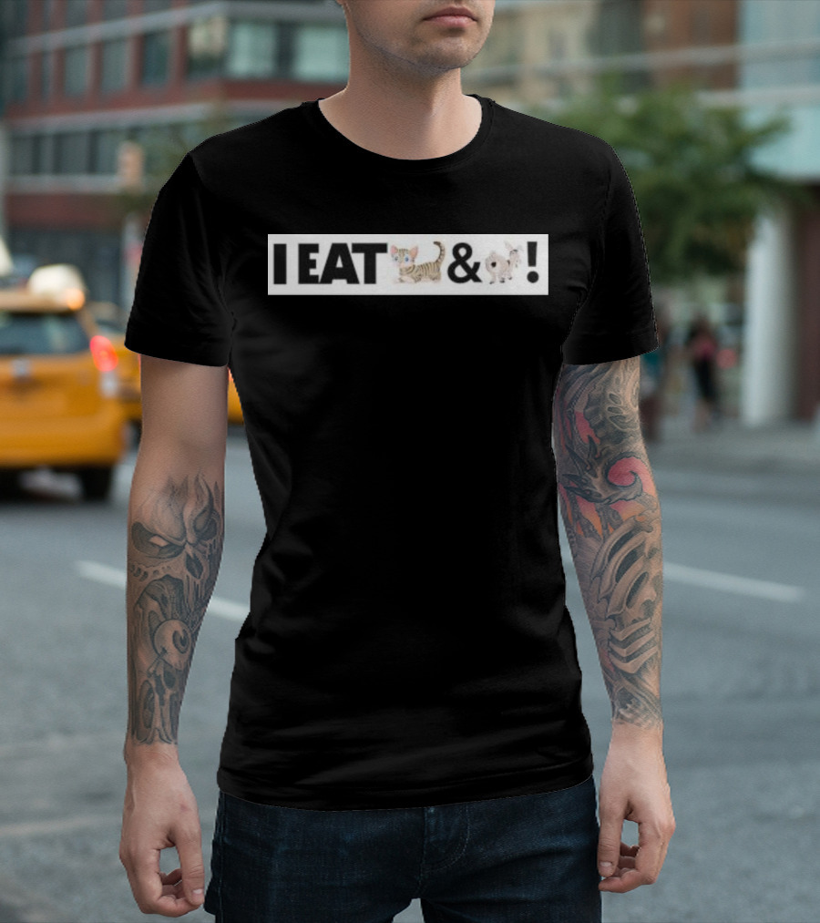 I Eat Cat And Donkey Cartoon Animals T-Shirt