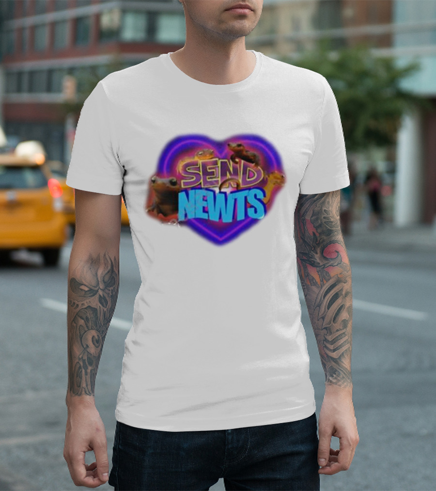 Swankyswamprat Send Newts Heart Frogs Neon T-Shirt