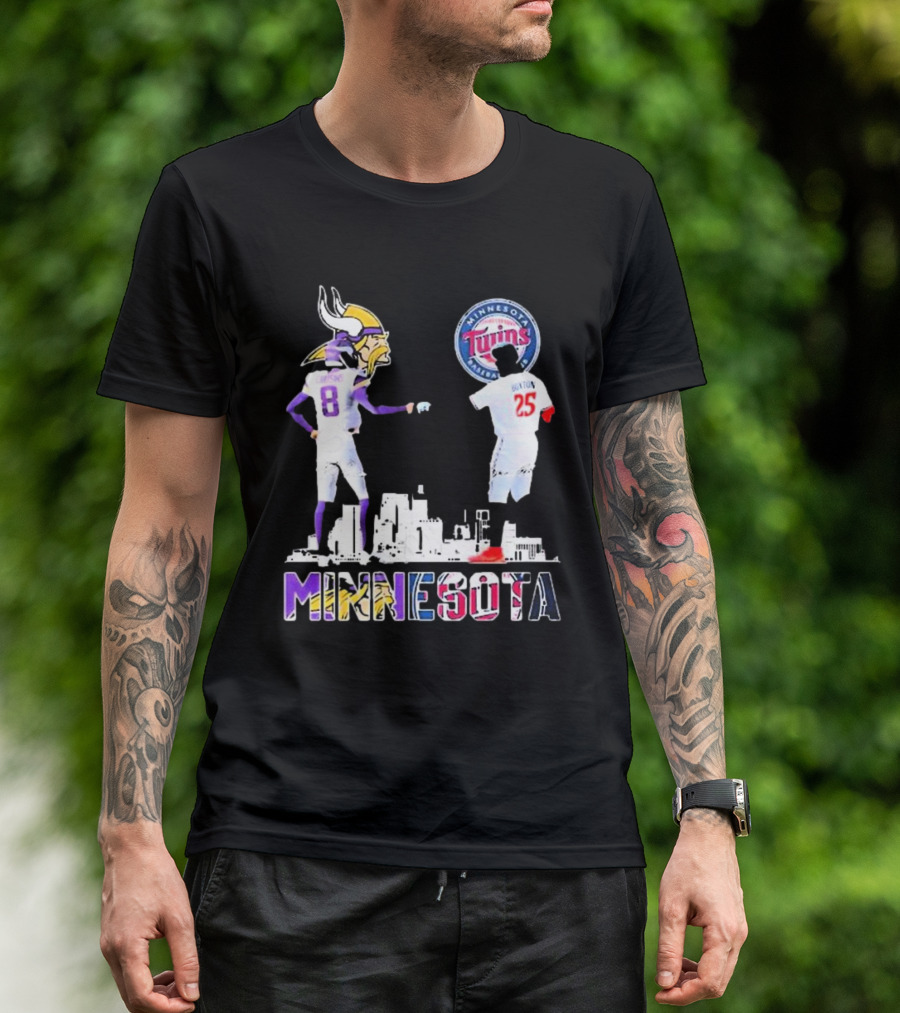 Minnesota Vikings Kirk Cousins And Twins Byron Buxton Icons T-Shirt
