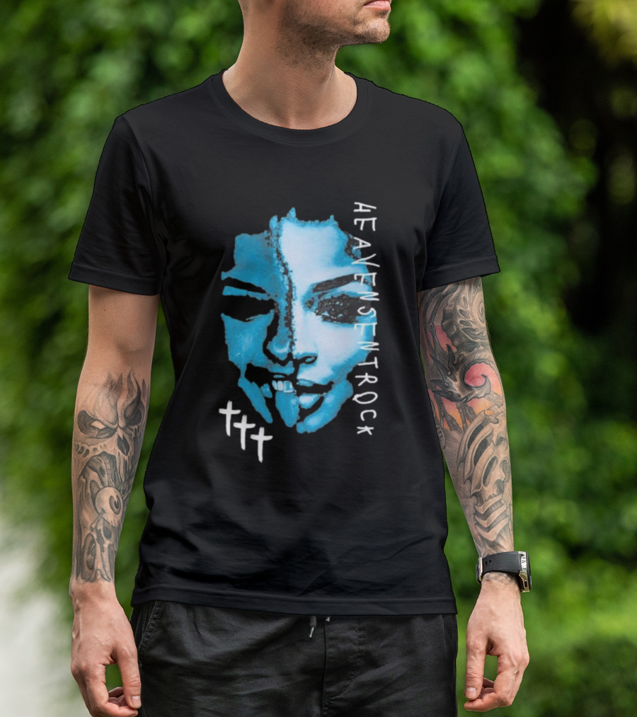 HEAVENSENTROCK Face Blue Art With Cross Symbols T-Shirt