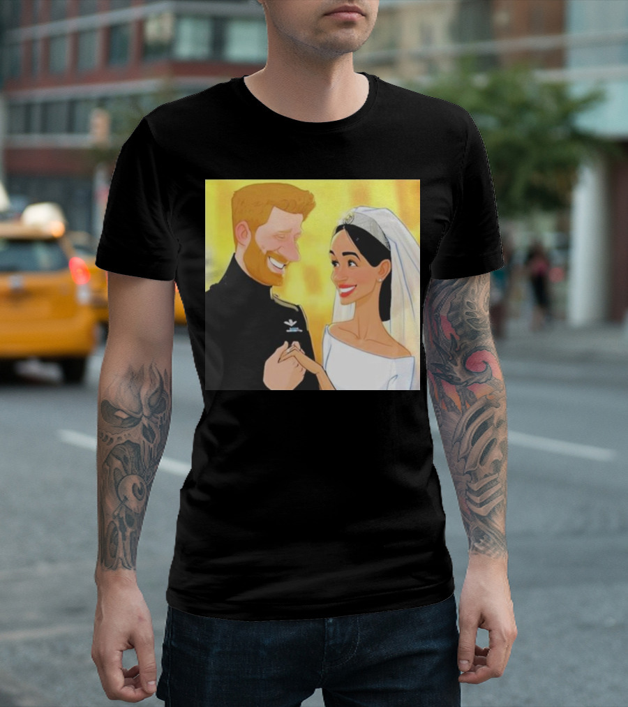 Meghan and Harry Cartoon Wedding T-Shirt