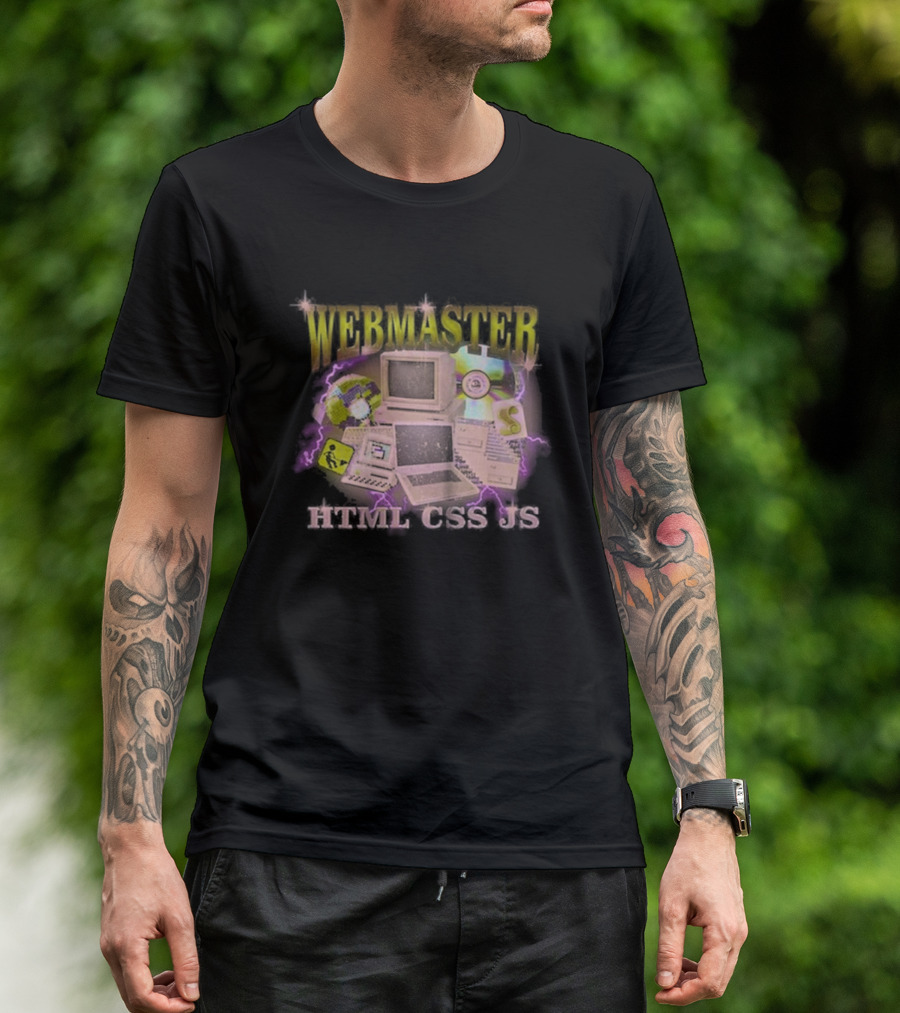 WEBMASTER HTML CSS JS Vintage Computer Graphics Retro Gaming Elements T-Shirt