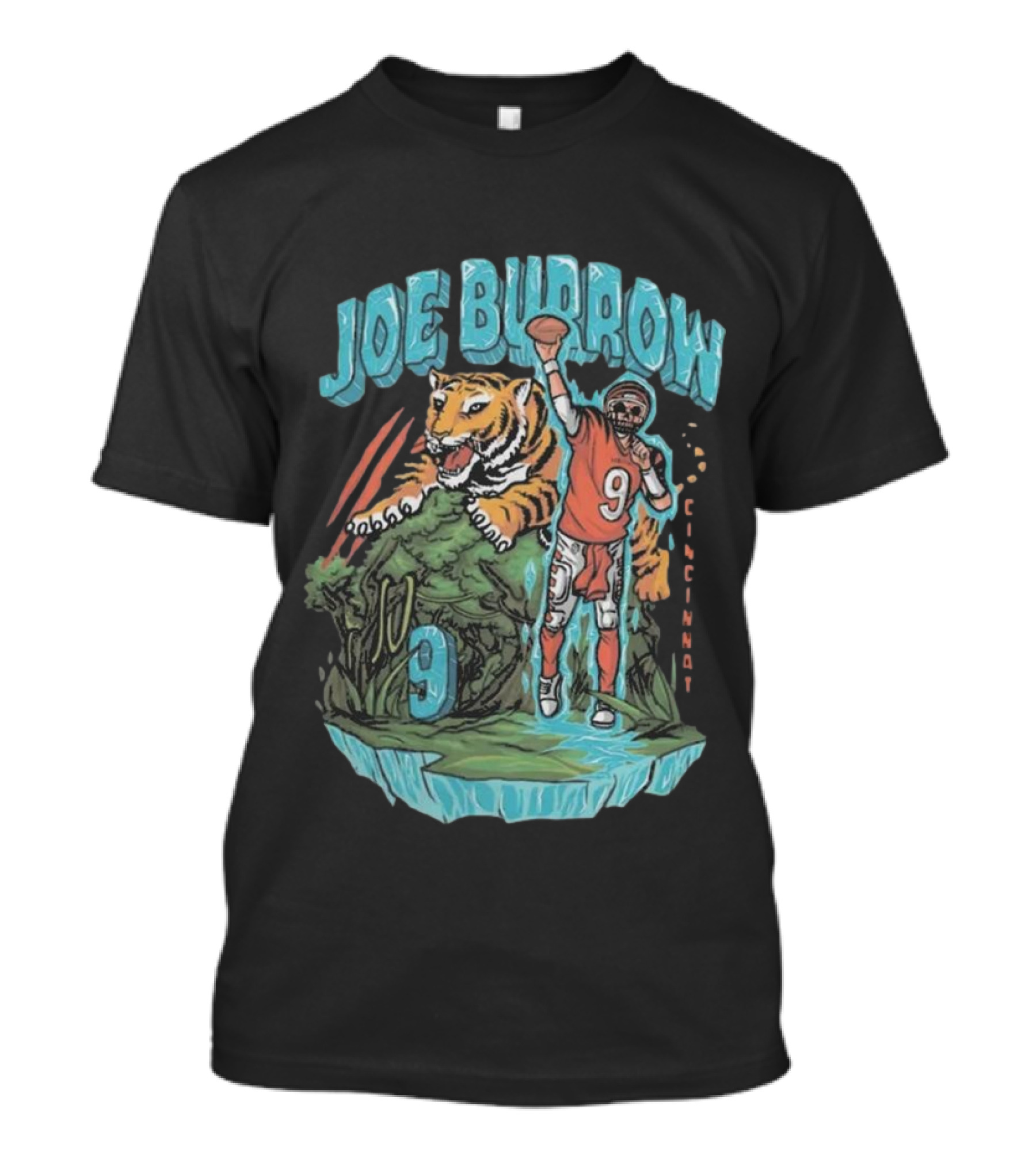Joe Burrow Cincinnati Bengals Ice Man Tiger Number 9 T-Shirt