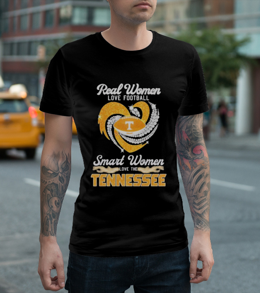 Real Women Love Football Smart Women Love the Tennessee Volunteers Heart T-Shirt