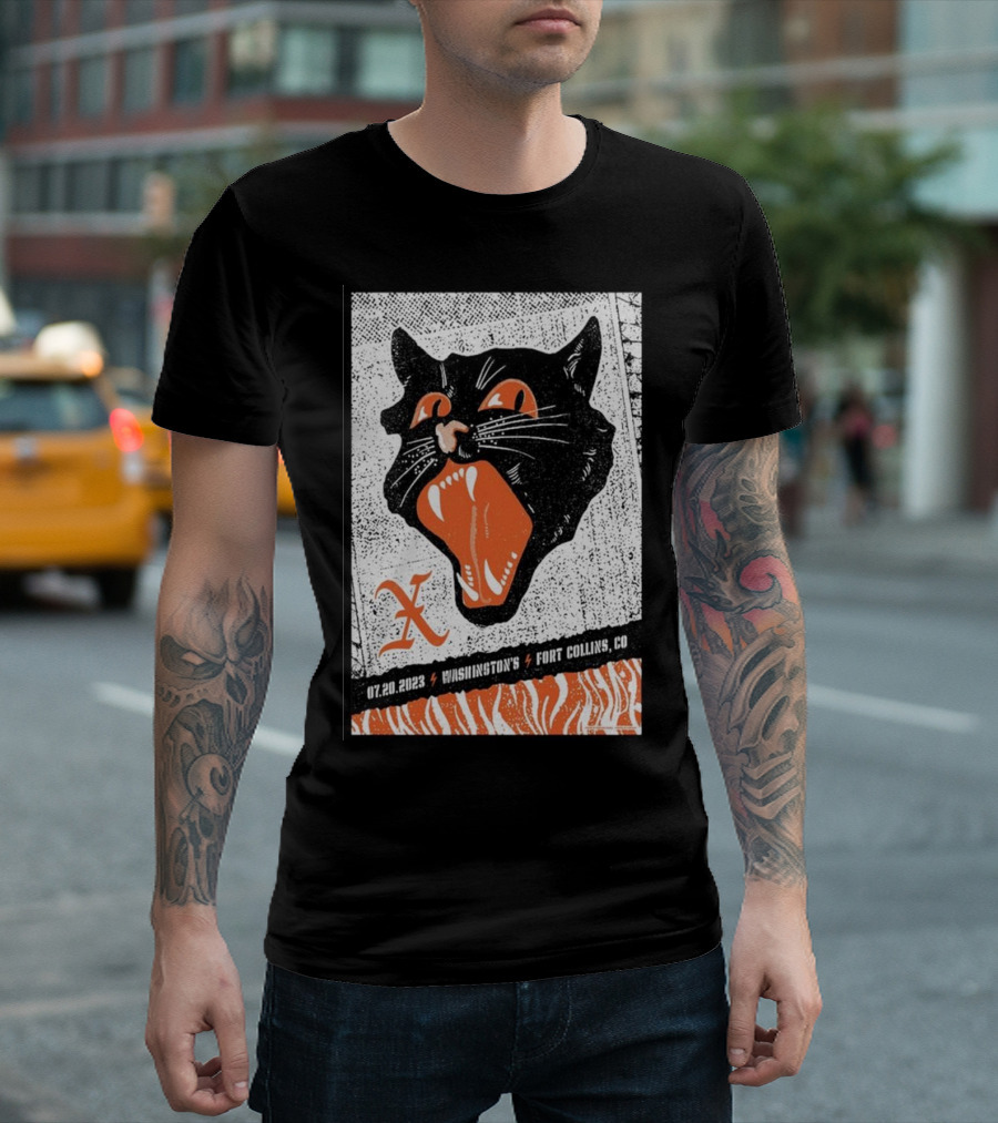 X The Band Fort Collins Event Washington’s 07.20.2023 Black Cat T-Shirt