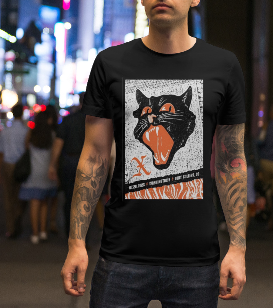 X The Band Fort Collins Event Washington’s 07.20.2023 Black Cat T-Shirt