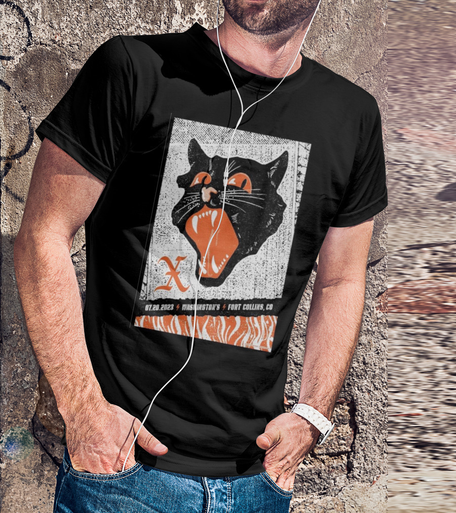 X The Band Fort Collins Event Washington’s 07.20.2023 Black Cat T-Shirt