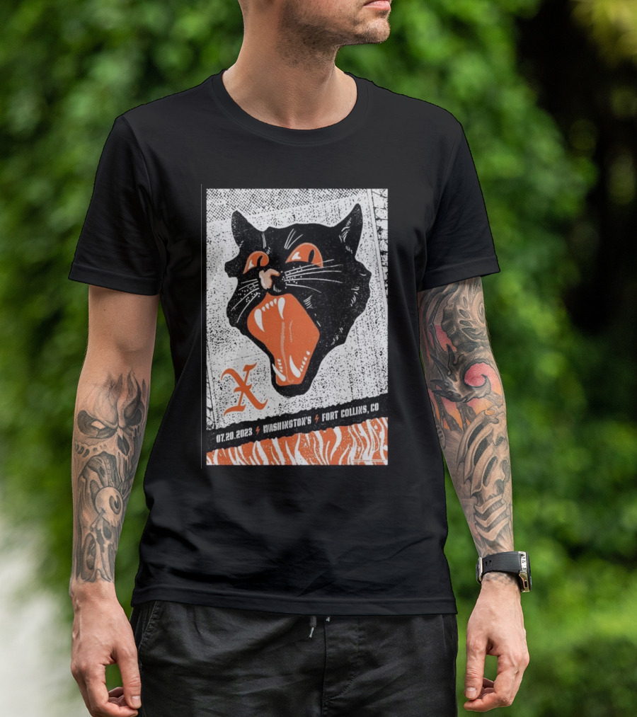 X The Band Fort Collins Event Washington’s 07.20.2023 Black Cat T-Shirt