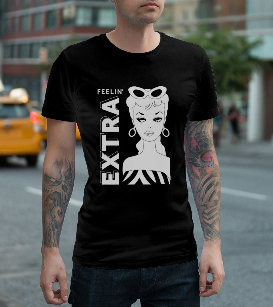Feelin' Extra Barbie Retro Style Sunglasses and Hoop Earrings T-Shirt