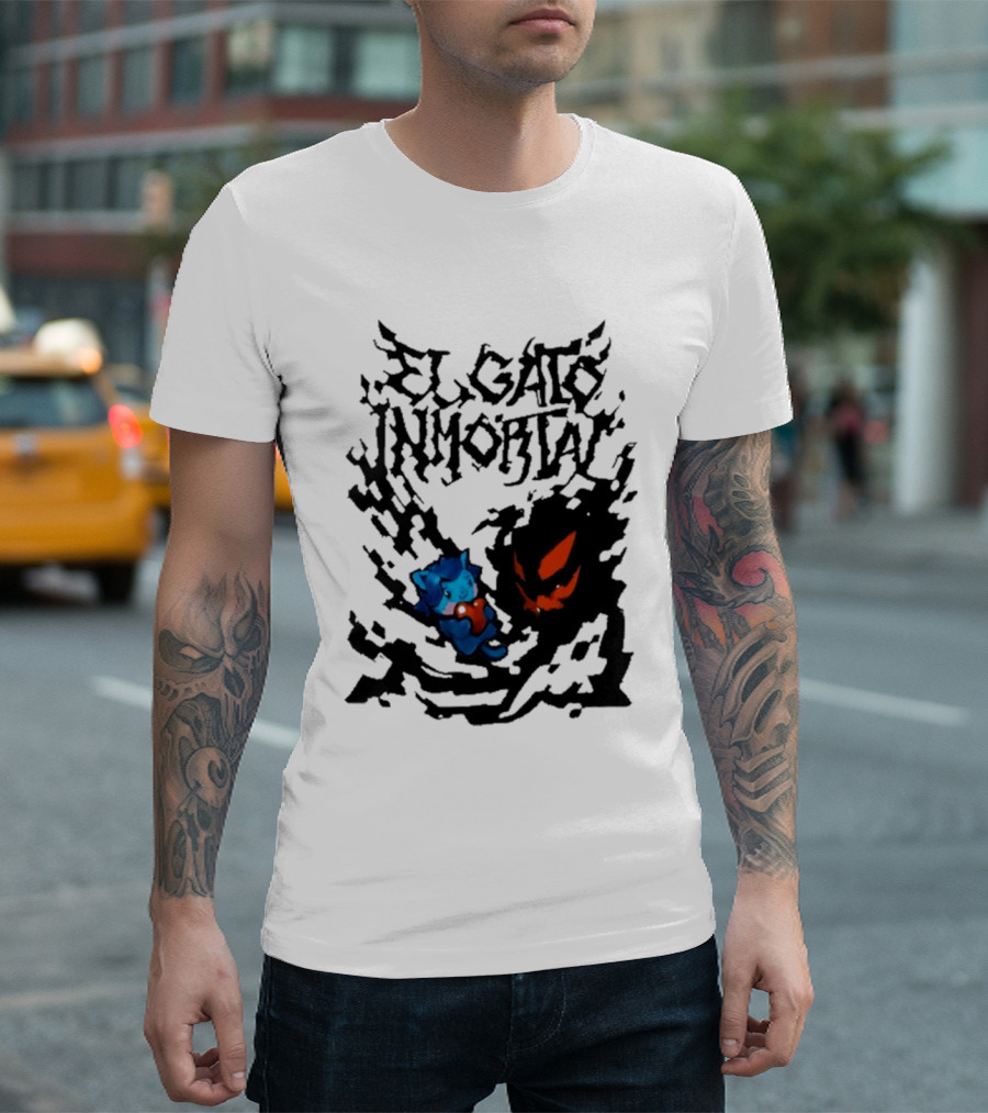 El Gato Inmortal Spooky Halloween Cat Pumpkin Shadow T-Shirt
