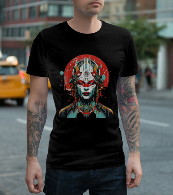 Eclipse Of Eternity Cyberpunk Futurist AI T-Shirt