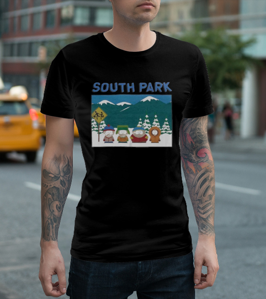 SOUTH PARK Mountain Landscape Characters Scene T-Shirt