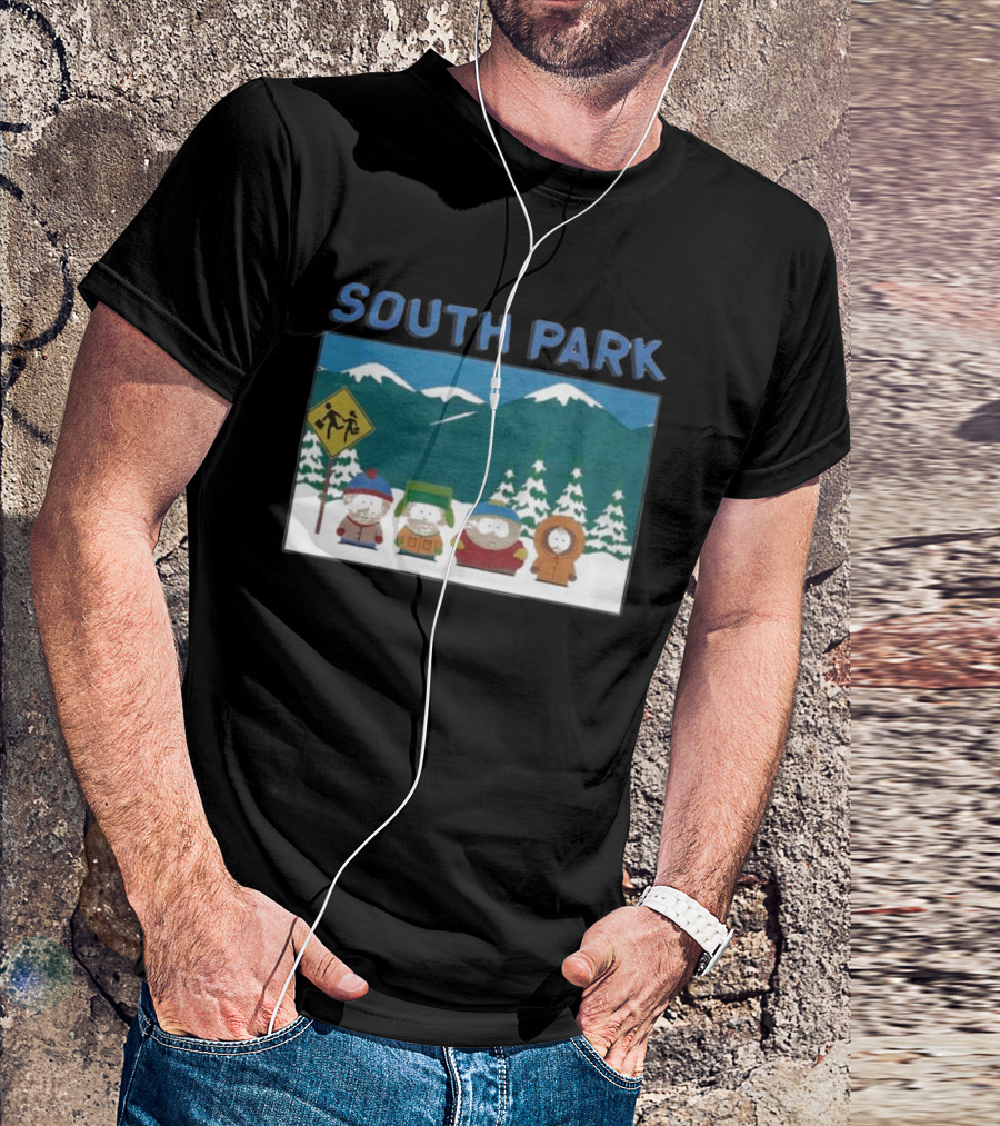 SOUTH PARK Mountain Landscape Characters Scene T-Shirt