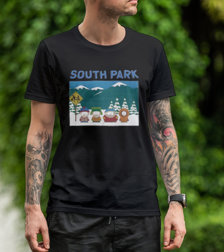 SOUTH PARK Mountain Landscape Characters Scene T-Shirt