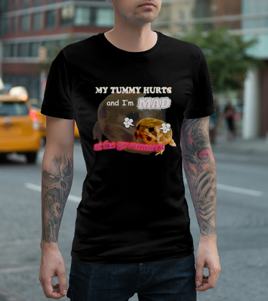 My Tummy Hurts and I'm MAD at the Government Frog Meme T-Shirt