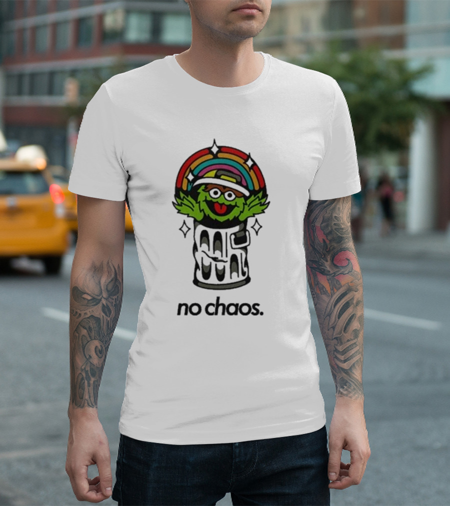 No Chaos Grouchy Rainbow Trash Can T-Shirt